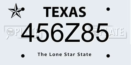 456Z85 Texas License Plate