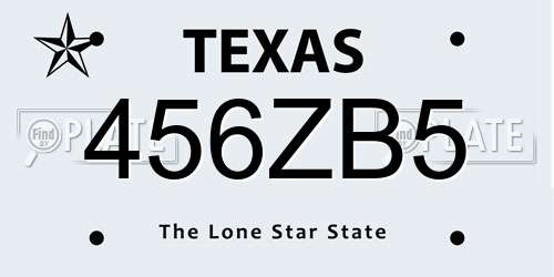 456ZB5 Texas License Plate