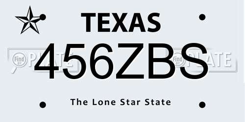 456ZBS Texas License Plate