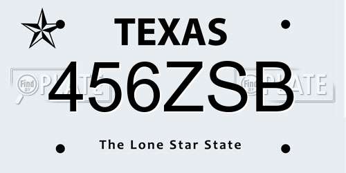 456ZSB Texas License Plate