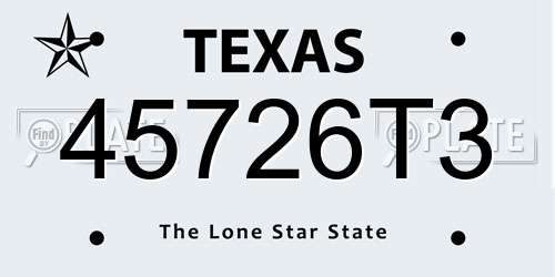 45726T3 Texas License Plate