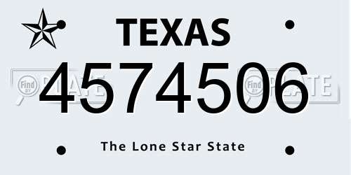 4574506 Texas License Plate