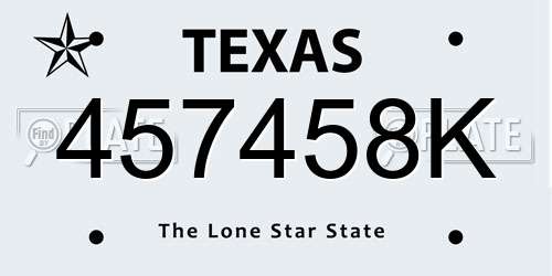 457458K Texas License Plate