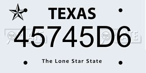 45745D6 Texas License Plate