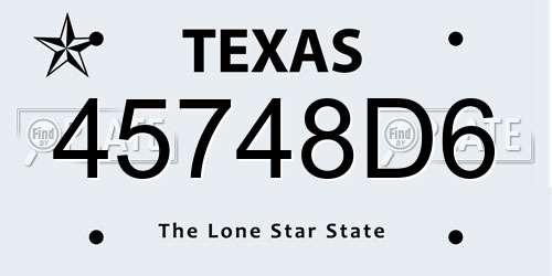 45748D6 Texas License Plate