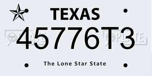 45776T3 Texas License Plate