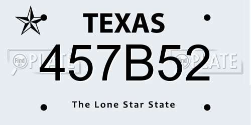 457B52 Texas License Plate