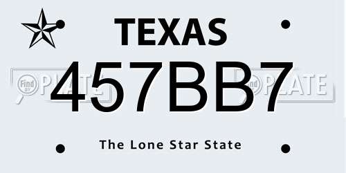 457BB7 Texas License Plate