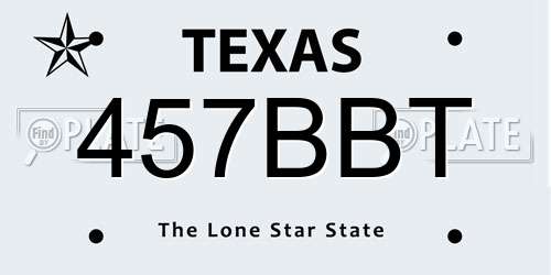 457BBT Texas License Plate