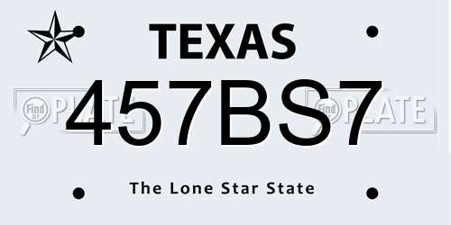 457BS7 Texas License Plate