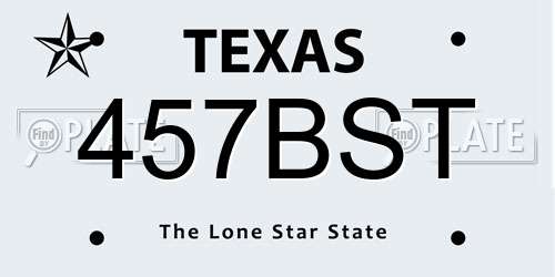 457BST Texas License Plate