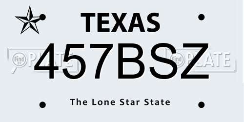 457BSZ Texas License Plate