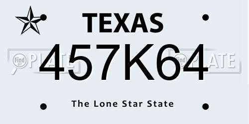 457K64 Texas License Plate