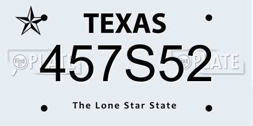457S52 Texas License Plate