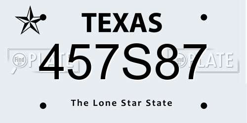 457S87 Texas License Plate