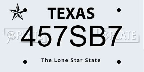 457SB7 Texas License Plate