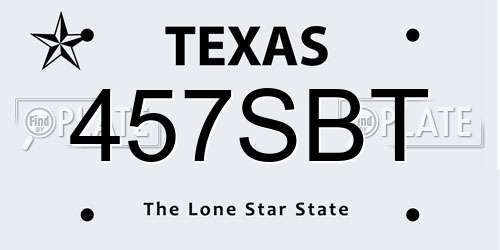 457SBT Texas License Plate