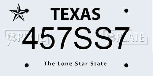457SS7 Texas License Plate