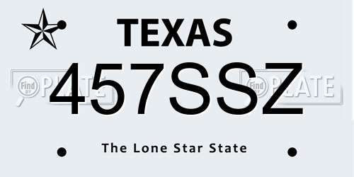 457SSZ Texas License Plate
