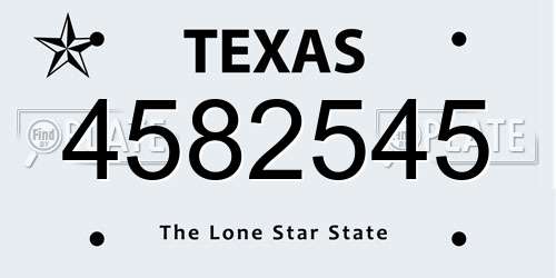 4582545 Texas License Plate