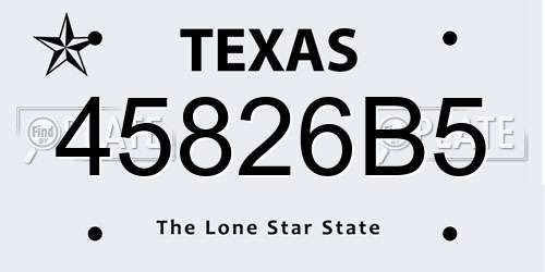45826B5 Texas License Plate