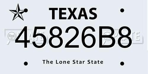 45826B8 Texas License Plate