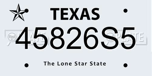 45826S5 Texas License Plate