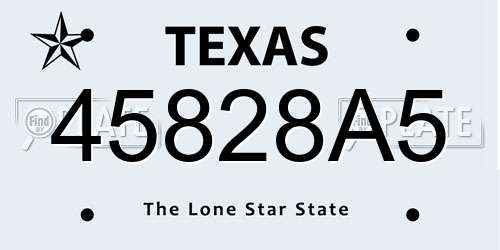45828A5 Texas License Plate
