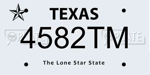 4582TM Texas License Plate
