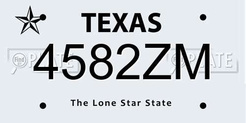 4582ZM Texas License Plate