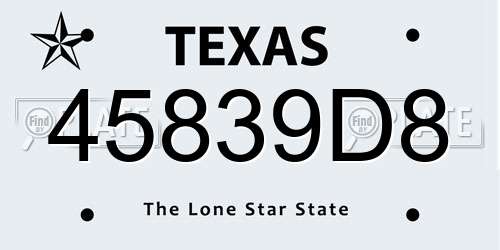 45839D8 Texas License Plate