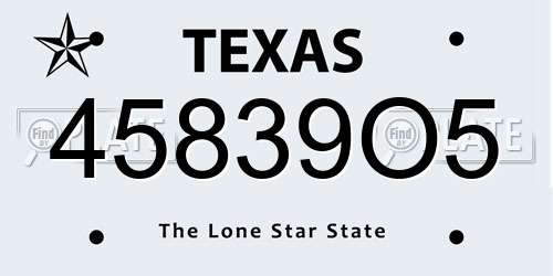 45839O5 Texas License Plate