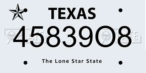45839O8 Texas License Plate