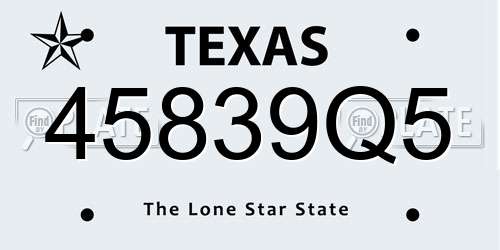 45839Q5 Texas License Plate