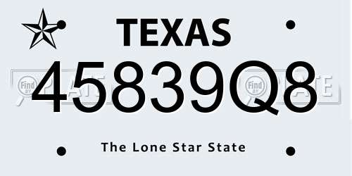 45839Q8 Texas License Plate