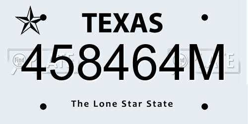 458464M Texas License Plate