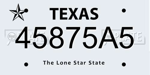 45875A5 Texas License Plate