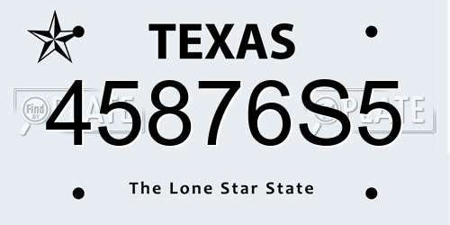 45876S5 Texas License Plate