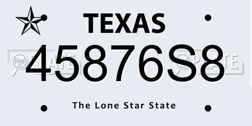45876S8 Texas License Plate