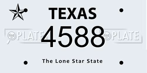 4588 Texas License Plate