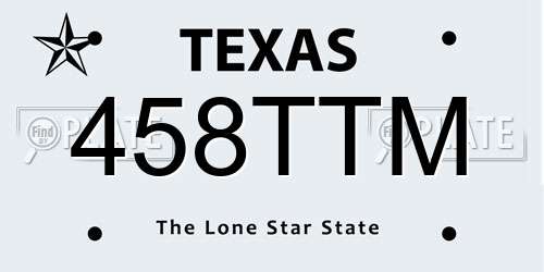 458TTM Texas License Plate