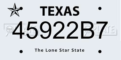 45922B7 Texas License Plate