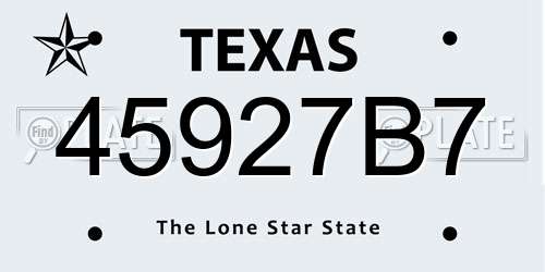 45927B7 Texas License Plate