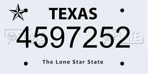 4597252 Texas License Plate
