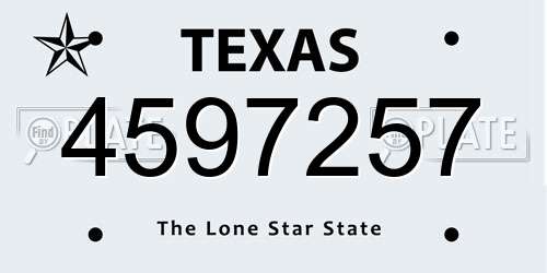 4597257 Texas License Plate
