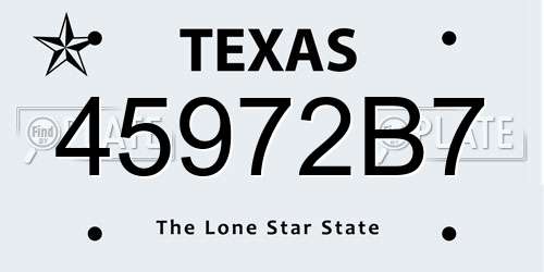 45972B7 Texas License Plate