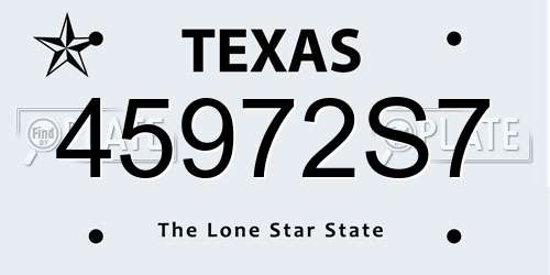 45972S7 Texas License Plate