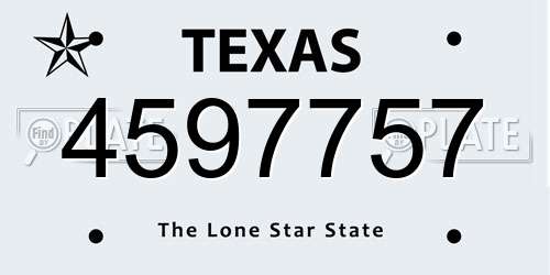 4597757 Texas License Plate