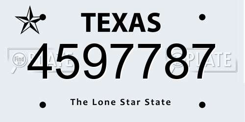 4597787 Texas License Plate