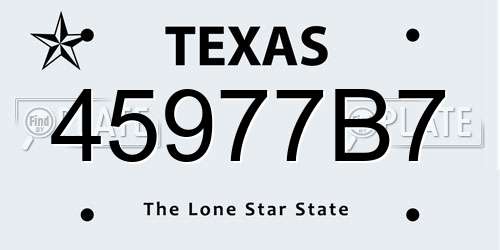 45977B7 Texas License Plate